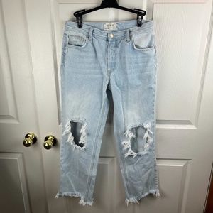 Free People We the Free Maggie Distressed Straight Leg Jeans Raw Hem